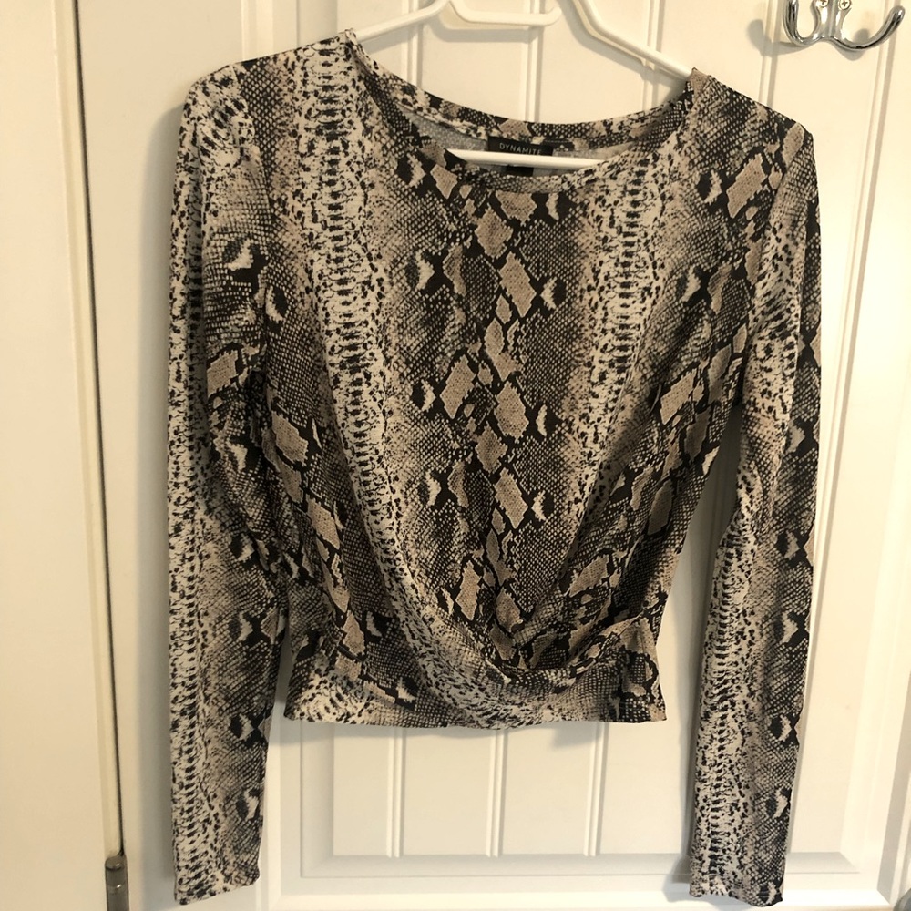 Dynamite Snake Print Long Sleeve Top